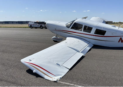 Photograph 1 – Image of left wing and fuselage, from the NTSB investigation of Piper PA-32-300 accident near Willcox, Arizona, April 12, 2024