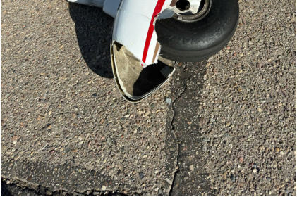 Photograph 2 – Image of detached left main landing gear, from the NTSB investigation of Piper PA-32-300 accident near Willcox, Arizona, April 12, 2024