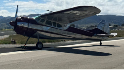 Photograph 1 – Image of accident airplane, from the NTSB investigation of Cessna 190 accident near San Luis Obispo, California, May 17, 2024