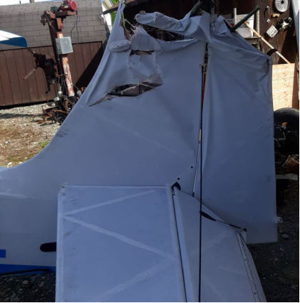 Photograph 2 – Image of empennage, from the NTSB investigation of Bellanca 7GCBC accident near Knik, Alaska, May 27, 2024