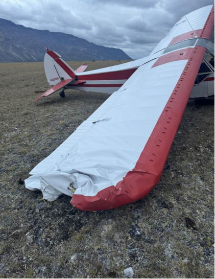 Photograph 2 – Image of right wing, fuselage, and empennage, from the NTSB investigation of Piper PA-18-150 accident near Arctic Village, Alaska, August 16, 2024