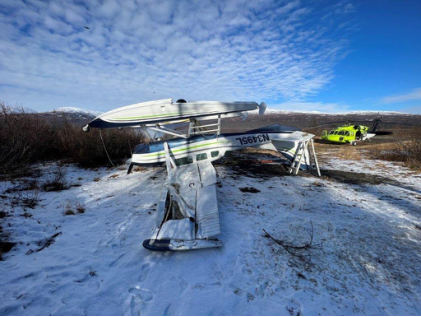 Photograph 2 – Image of right wing, fuselage, empennage, and floats, from the NTSB investigation of Cessna U206B accident near Skwentna, Alaska, October 4, 2024