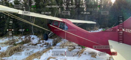 Photograph 1 – Accident airplane at accident site, from the NTSB investigation of Aeronca 7CCM accident near Kenai, Alaska, March 20, 2025