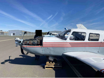 Photograph 2 – Accident airplane after recovery, from the NTSB investigation of Piper PA-32-300 accident near Redding, California, March 8, 2025