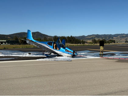 Photograph 1 – Accident airplane at accident location, from the NTSB investigation of Cirrus Design CORP SR22T accident near San Luis Obispo, California, May 23, 2025