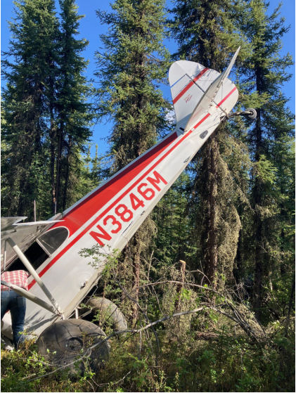 Photograph 3 – Image of tail section of accident airplane, from the NTSB investigation of Piper PA-12 accident near Fairbanks, Alaska, June 14, 2025