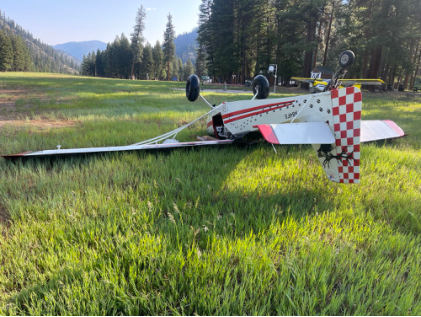 Photograph 1 – View of accident airplane at accident site, from the NTSB investigation of Amateur-built KITFOX SS7 accident near Yellow Pine, Idaho, June 13, 2025