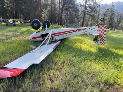 Photograph 2 – View of accident airplane at accident site, from the NTSB investigation of Amateur-built KITFOX SS7 accident near Yellow Pine, Idaho, June 13, 2025