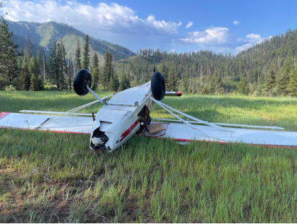 Photograph 3 - View of accident airplane at accident site, from the NTSB investigation of Amateur-built KITFOX SS7 accident near Yellow Pine, Idaho, June 13, 2025