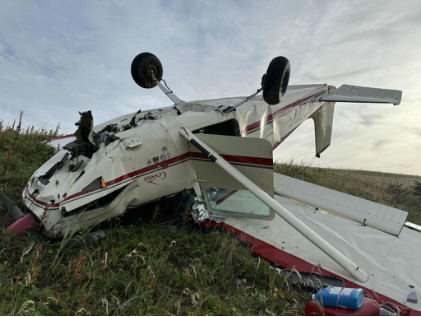 Photograph 2 – Image of fuselage, empennage, and right wing, from the NTSB investigation of Cessna 172 accident near Yakataga, Alaska, September 22, 2025