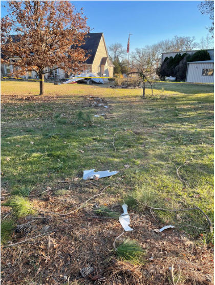 Photograph 5 – Wreckage Path (NTSB IIC), from the NTSB investigation of Cirrus Design CORP SR22 accident near Canton, Texas, December 27, 2023