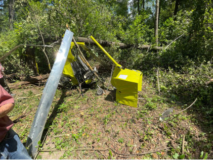 Photograph 1 – Entire aircraft during examination (NTSB Photo), from the NTSB investigation of Amateur-built DeBird accident near Napoleon, Michigan, August 4, 2024