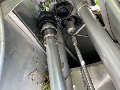 Photograph 4 – Separated rotor drive coupling (NTSB Photo), from the NTSB investigation of Amateur-built DeBird accident near Napoleon, Michigan, August 4, 2024