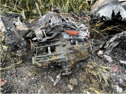 Photograph 2 – Engine, from the NTSB investigation of Piper PA-28-140 accident near Wayne, Nebraska, August 26, 2024
