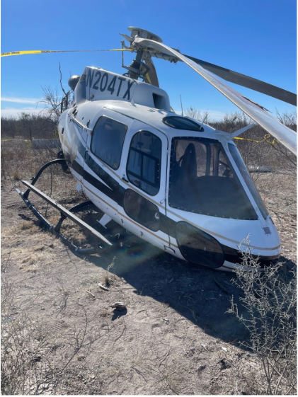 Photograph 1 – Accident Site, from the NTSB investigation of Eurocopter AS 350 B2 accident near Spofford, Texas, January 12, 2024