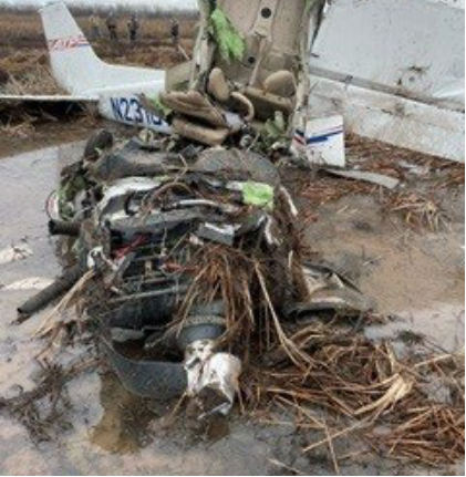 Photograph 3 – Front view of accident airplane, from the NTSB investigation of Textron Aviation INC 172S accident near Direct, Texas, January 25, 2024