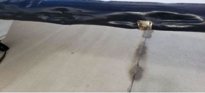 Photograph 3 – Left wing damage, from the NTSB investigation of Beechcraft BE58 accident near Deridder, Louisiana, January 26, 2024