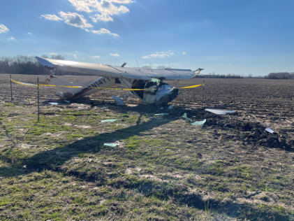Photograph 1 – Accident Site of N14YY, from the NTSB investigation of Cessna 182P accident near Charleston, Mississippi, February 20, 2024