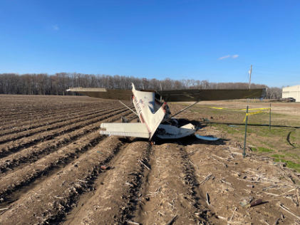 Photograph 2 – Accident Site of N14YY, from the NTSB investigation of Cessna 182P accident near Charleston, Mississippi, February 20, 2024