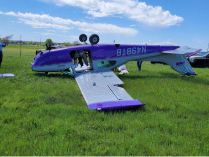 Photograph 2 – Right wing view of airplane, from the NTSB investigation of Cessna T210 accident near San Saba, Texas, March 25, 2024