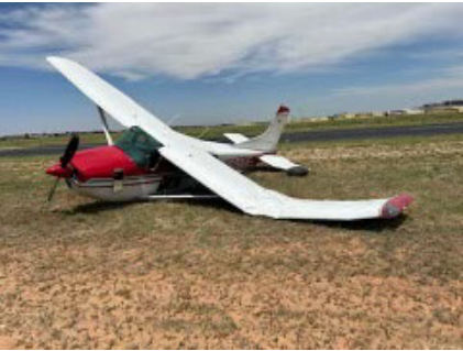 Photograph 1 – Accident Airplane Overview, from the NTSB investigation of Cessna 180K accident near Midland, Texas, May 20, 2024