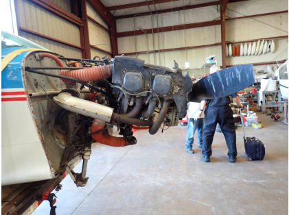 Photograph 4 – Engine – right side, from the NTSB investigation of Piper PA28 accident near Taylor, Texas, May 27, 2024