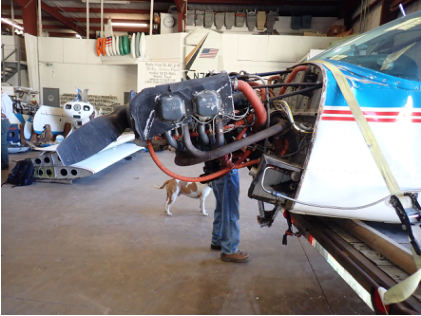 Photograph 5 – Engine – left side, from the NTSB investigation of Piper PA28 accident near Taylor, Texas, May 27, 2024