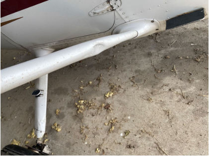 Photograph 1 – Right Lift Strut Damage, from the NTSB investigation of Cessna 172R accident near Murphysboro, Illinois, June 18, 2024