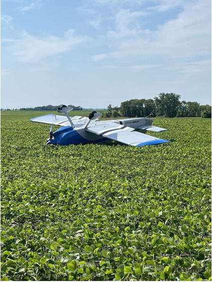 Photograph 1 – Accident Site, from the NTSB investigation of Amateur-built RV8 accident near Atwater, Minnesota, July 6, 2024