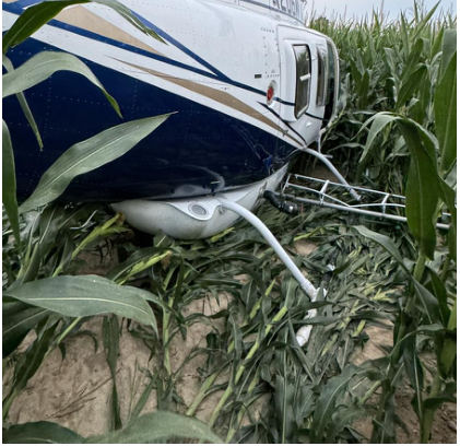 Photo 3 – Helicopter at accident site, aft right, from the NTSB investigation of Bell 206L-3 accident near Thorntown, Indiana, July 8, 2024