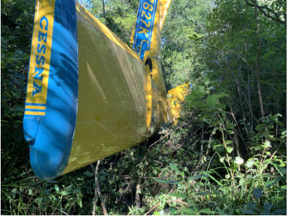 Photograph 1 – Accident Airplane, from the NTSB investigation of Cessna 180 accident near Le Roy, Michigan, July 14, 2024