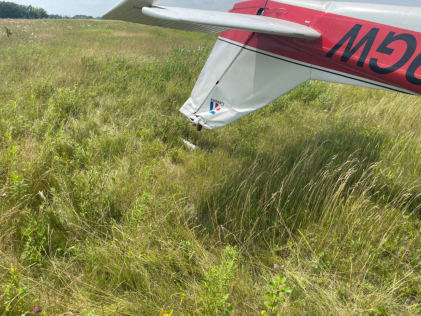 Photograph 3 – Vertical Stabilizer Damage, from the NTSB investigation of Cessna 172G accident near West Bend, Wisconsin, July 13, 2024