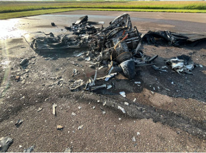 Photograph 1 – accident site, from the NTSB investigation of Amateur-built SHA-GLASAIR accident near Saint James, Minnesota, July 12, 2024
