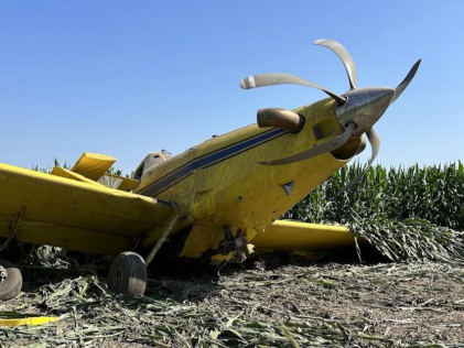 Photograph 2 – Airplane at Accident Site, Right Side, from the NTSB investigation of Air Tractor AT-602 accident near Oakland, Nebraska, July 17, 2024