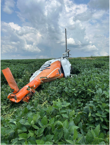 Photograph 1 – Accident Helicopter, from the NTSB investigation of Bell 206B accident near Cuba City, Wisconsin, July 21, 2024