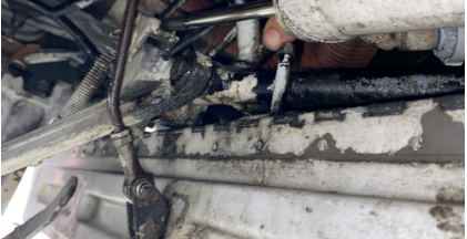 Photograph 1 – View of the engine mount installed in the airplane, from the NTSB investigation of Piper PA-28R accident near Crystal, Minnesota, September 5, 2024
