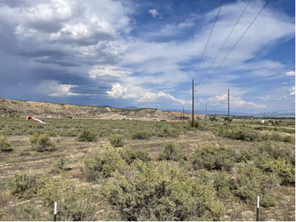 Photograph 1 – Accident site, power lines, from the NTSB investigation of Bellanca 7GCAA accident near Rifle, Colorado, September 8, 2024