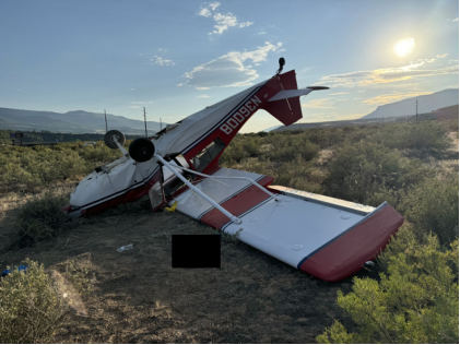Photograph 4 – Accident site, airplane right side, from the NTSB investigation of Bellanca 7GCAA accident near Rifle, Colorado, September 8, 2024