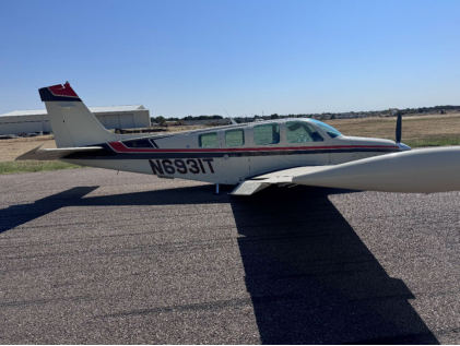 Photograph 1 –Airplane on the runway, from the NTSB investigation of Beech A36 accident near Amarillo, Texas, September 10, 2024