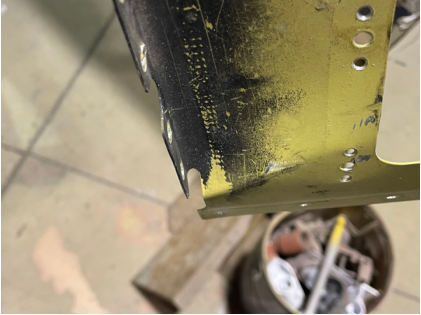 Photograph 1 – Bent Bulkhead, from the NTSB investigation of Cessna 172R accident near Hooper, Nebraska, June 23, 2024