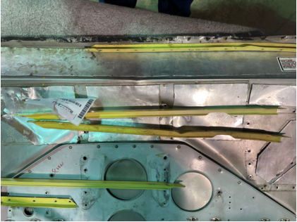 Photograph 2 – Bent Stringers, from the NTSB investigation of Cessna 172R accident near Hooper, Nebraska, June 23, 2024