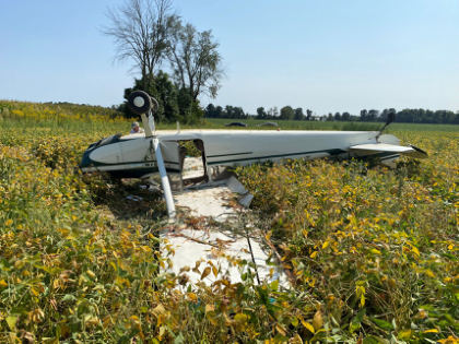 Photograph 1 – Accident Site, from the NTSB investigation of Cessna 170A accident near Marshall, Indiana, September 11, 2024