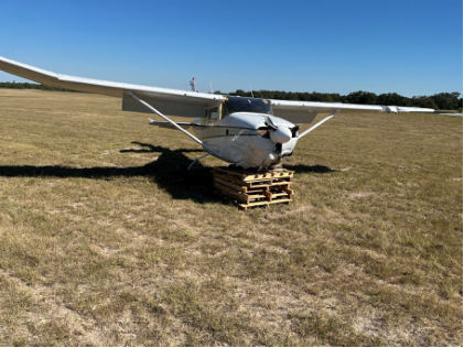Photograph 1 – Accident Airplane, from the NTSB investigation of Cessna 210-5(205) accident near Bryan, Texas, September 27, 2024