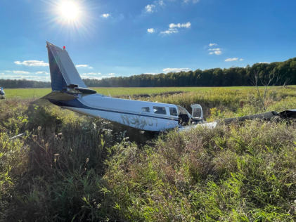 Photograph 1 – Accident Airplane Overview, from the NTSB investigation of Piper PA32 accident near Caro, Michigan, September 30, 2024