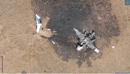 Photograph 1 – Wreckage Overview, from the NTSB investigation of Beech C99 accident near Norfolk, Nebraska, October 8, 2024