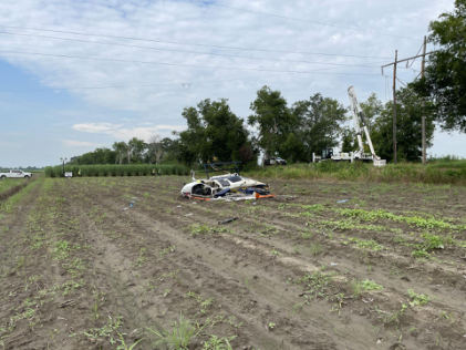 Photograph 1 – Accident site (NTSB photo), from the NTSB investigation of Bell Helicopter Textron 206L-1 accident near Thibodaux, Louisiana, July 23, 2025