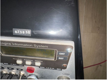 Photograph 1 – Engine Information System (EIS), from the NTSB investigation of Powrachute SKY RASCAL accident near Peculiar, Missouri, October 6, 2024
