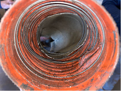 Photograph 10 - Collapsed and degraded scat duct, from the NTSB investigation of Piper PA-32R-301 accident near Van, Texas, October 17, 2024