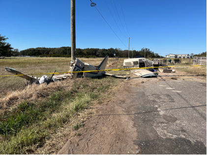 Photograph 2 – Accident site, from the NTSB investigation of Piper PA-32R-301 accident near Van, Texas, October 17, 2024