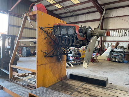 Photograph 5 – Engine on test rig, from the NTSB investigation of Piper PA-32R-301 accident near Van, Texas, October 17, 2024